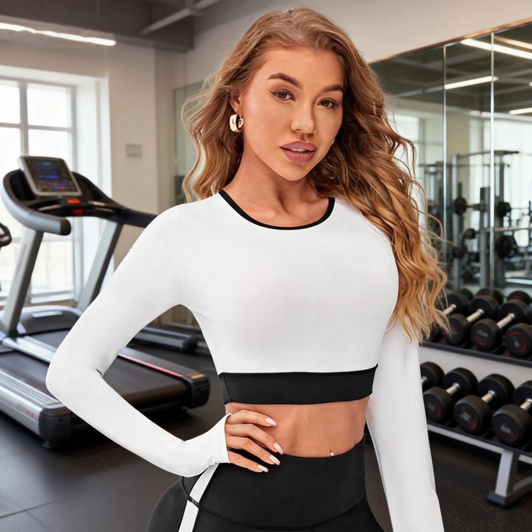 

Женская одежда для йоги: топ с длинными рукавами и открытыми пальцами для пилатеса – быстросохнущая, облегающая спортивная футболка для бега, прыжков со скакалкой и фитнеса