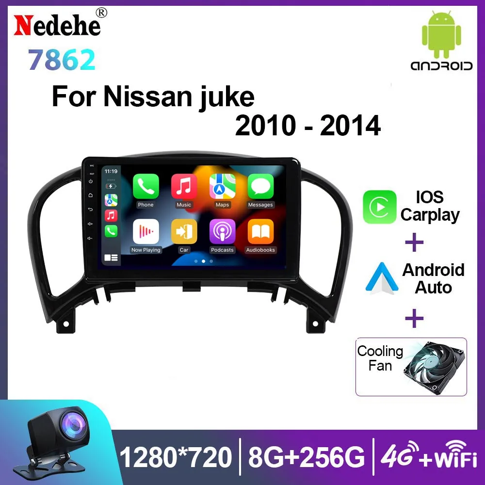 Android 14 Carplay Auto For Nissan Juke YF15 2010-2016 Car Radio Stereo Wifi Multimedia Video Player GPS NAVI QLED Screen 4G DSP