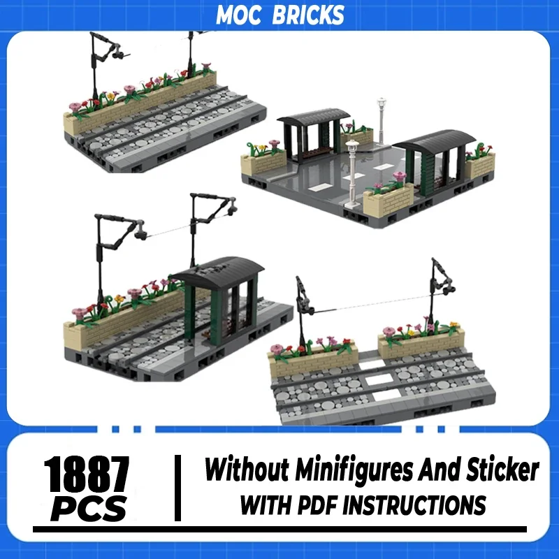 

Street View Model Moc Building Blocks Modular Tram Tracks Straight Standard Technology Modular Brick DIY Assembly Toy Gifts