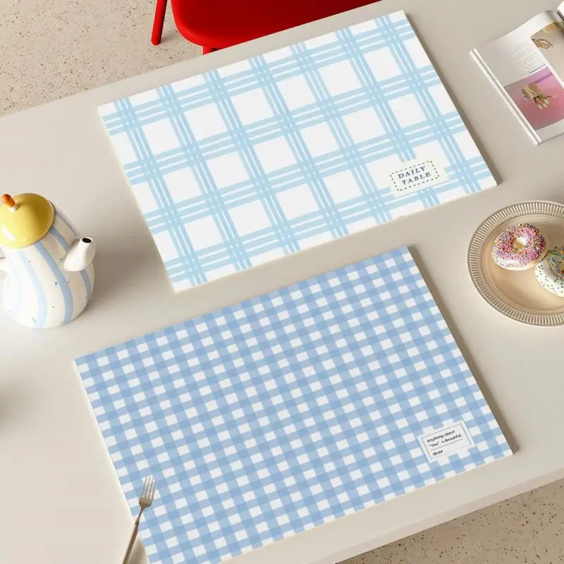 VIKAMA Blue Plaid Print Coffee Mat Super Absorbent Quick Dry Non-slip Pad Kitchen Sink Countertop Mat Home Decor Accessories