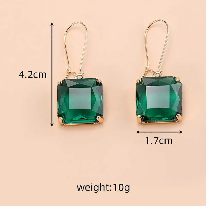 Luruxy Exquisite Square Crystal Drop Earring For Women Glass Metal Simple Retro Geometric Pendant Earrings Wedding Party Jewelry