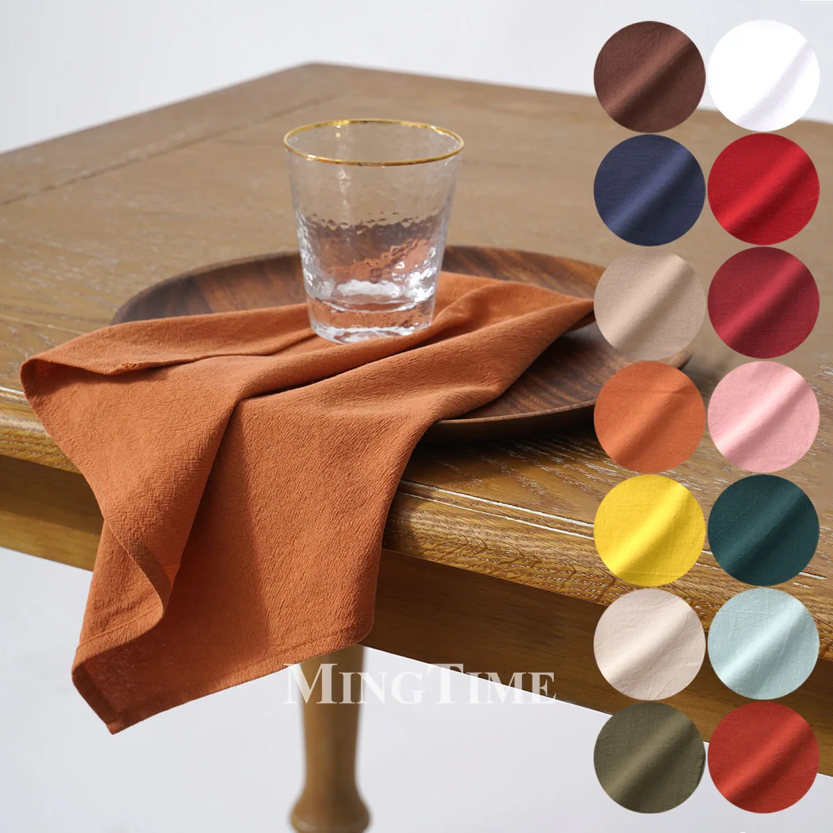 12pcs Napkins 40x40cm Washed Cotton Cloth Vintage Soft Table Napkin Tea Towels Place Mats for Home Kitchen Wedding Decoration