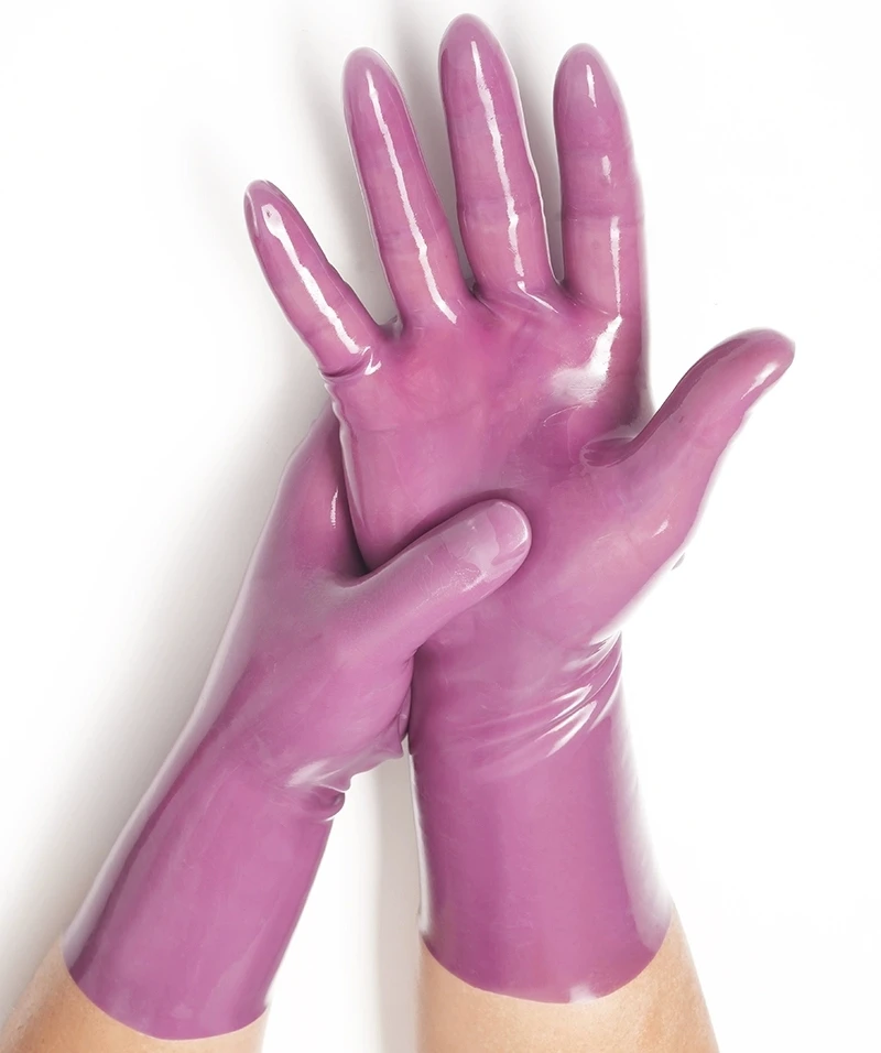 

transparent purple latex short gloves 0.4mm
