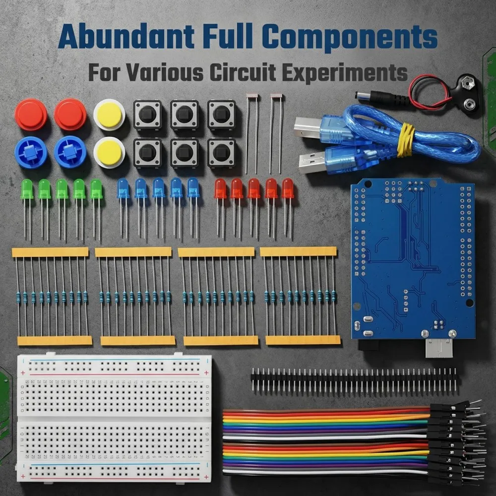 Starter Kit For Arduino UNO R3 Mini Breadboard LED Jumper Wire Button Electronic DIY Kit School Education Lab Components Project