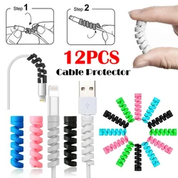 12/1Pcs Cable Protector Universal Silicone Data Spiral Winder Wire Cord Cable Organizer for iPhone USB Charge Cable Protector