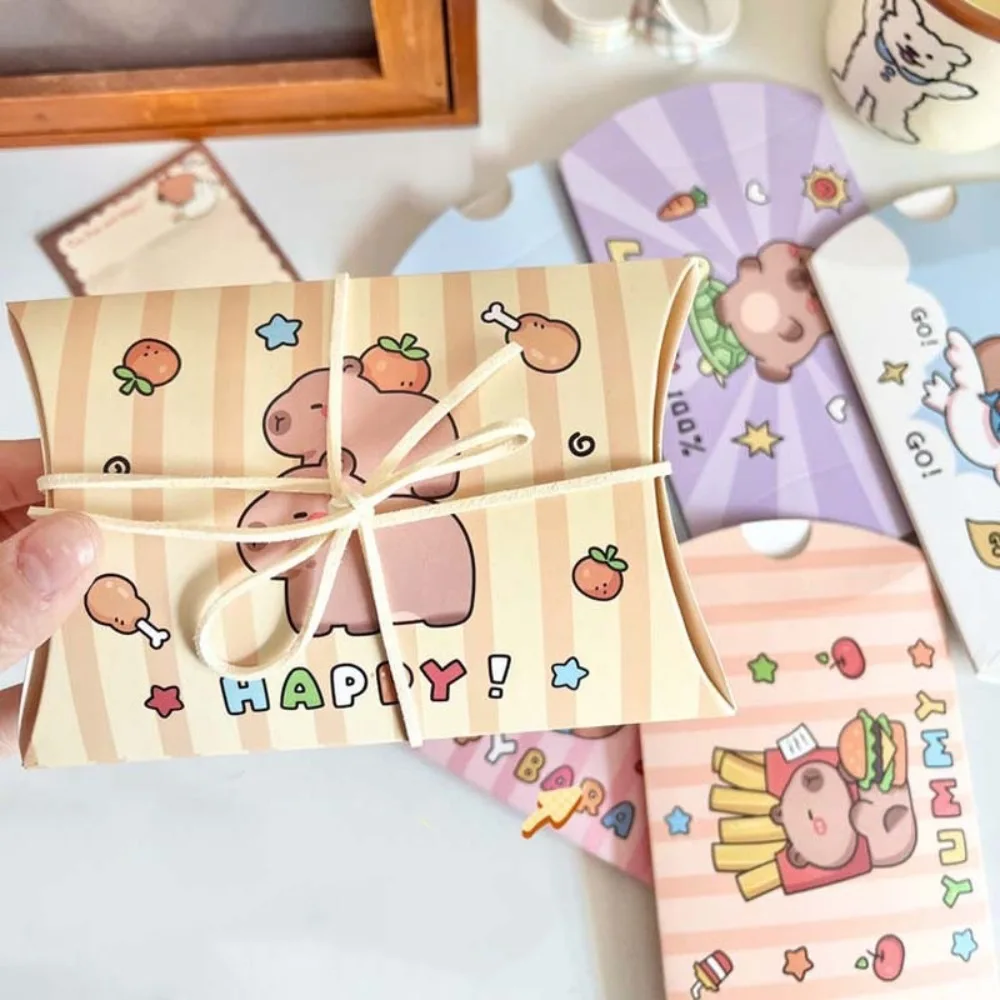 10ชิ้นกล่องใส่ช็อคโกแลตลูกกวาด capybara น่ารักกล่องกระดาษของขวัญรูปสัตว์การ์ตูนกระดาษสำหรับพับกล่องของขวัญแต่งงานขนาดเล็ก