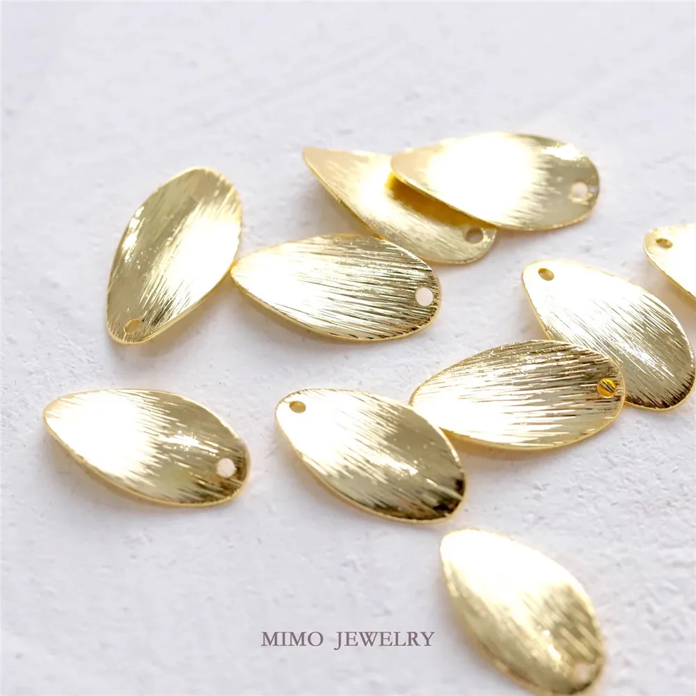 

1PCS 18x9.5mm Copper-plated Real Gold Oval-shaped Twisted Surface Brushed Piece Ins Style Earrings DIY Handcrafted Accessories
