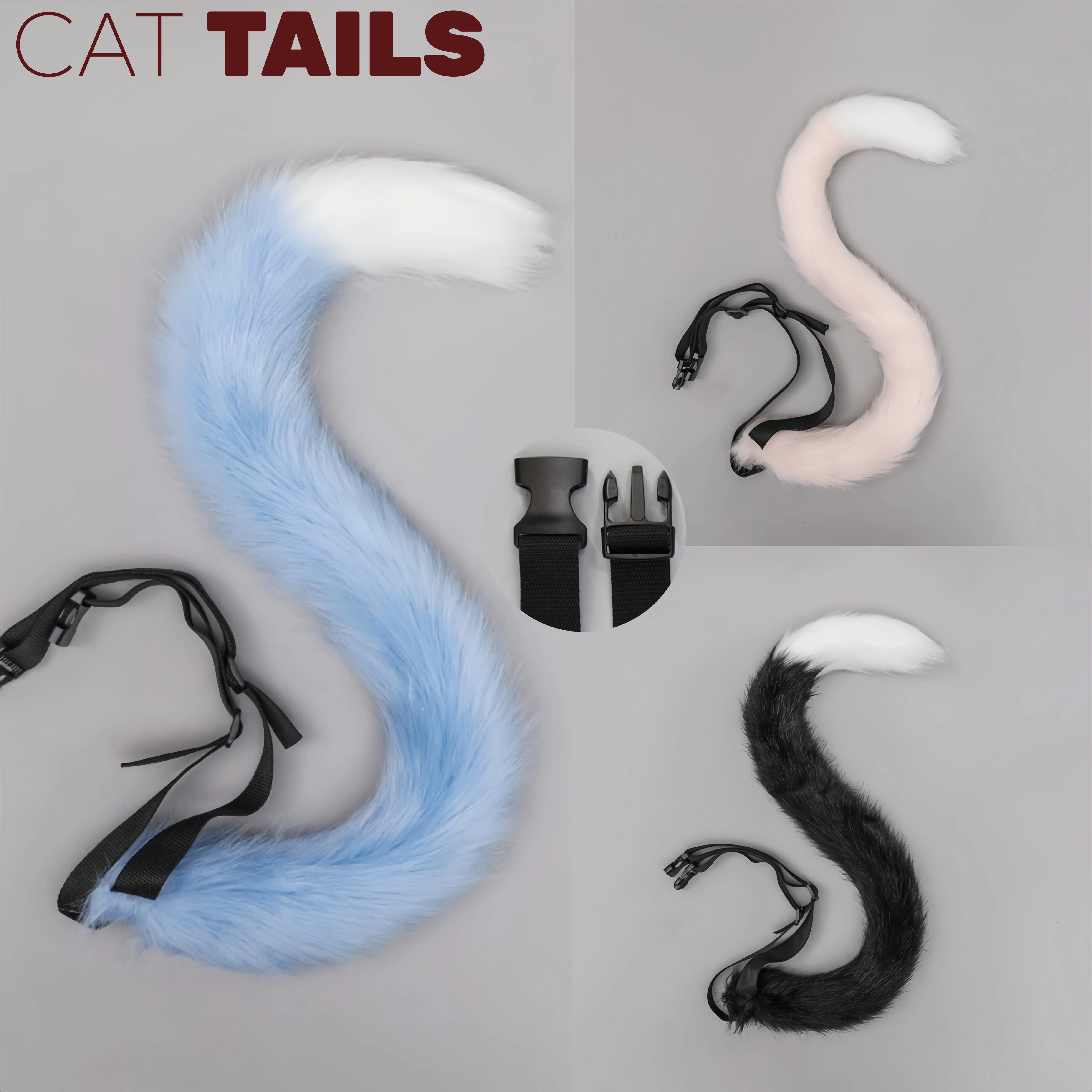 

3-стильный аниме-плюшевый кошачий хвост ручной работы Лолита KC, милый пушистый регулируемый костюм для косплея, универсальный костюм горничной JK, кошачий хвост