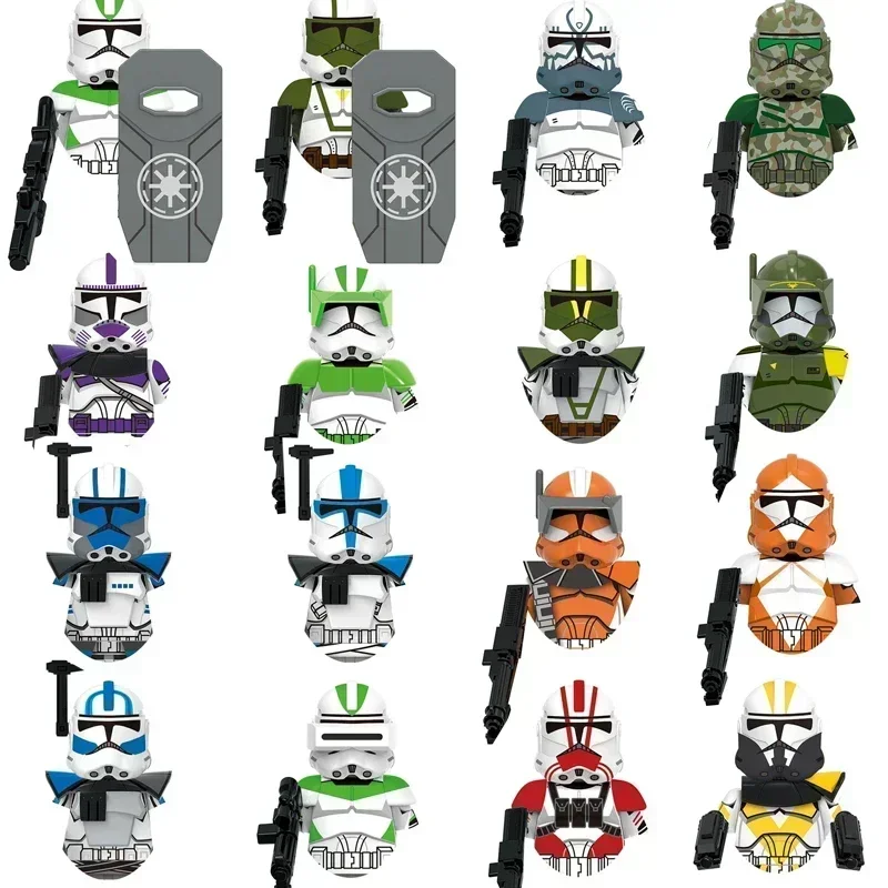 ミニロボットのおもちゃのフィギュア,組み立て人形,スターウォーズ,クローン兵士,第501連隊,帝国ストームトルーパー,x0344,x0345