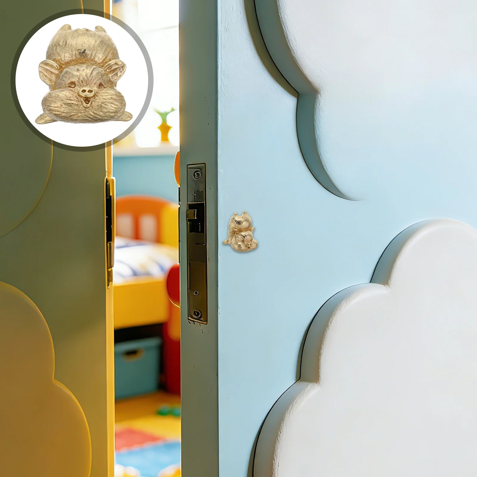 

Room Door Handle Pig Shaped Brass Cabinet Pull For Nursery Bedroom Vintage Animal Door Knob Rustic Interior Handles