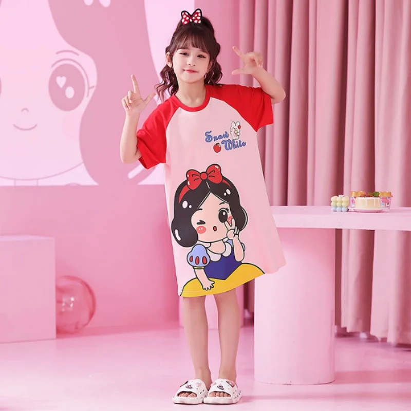 Girls' Pajama Dress Girl Nightdress Children Summer Sleepwear Girls' Princess Pajamas Robe Children's Clothing Mother Kids