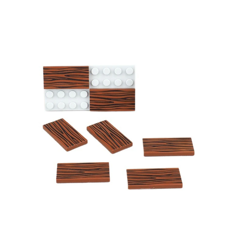 MOC 10PCS 87079 Printed Wood Pattern With Stripes Board Building Blocks 87079pb0255 Wooden House Hut Bricks Particle Toys Gifts