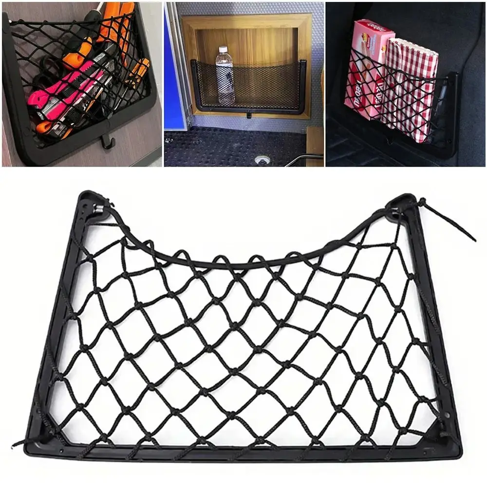 1Pcs New 31x21cm Car Storage Net Stretch Mesh Magazine Storage Rack Large Black Cargo Mesh Bus Accessories