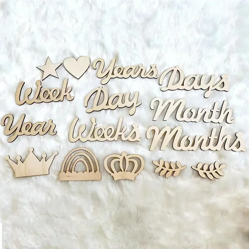 Baby Birthday Month Digital Wood Diy Baby Full Moon Scene Layout Hundred Days Photo Props Wood Chips Numeral Letter Decorations