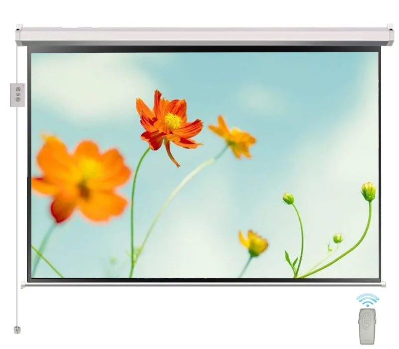 

High Quality 100'' 120''150'' Motorized Projection Screen for Home Wall/Ceiling Mounted with 16:9