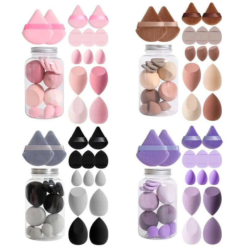 

Set Makeup Sponge Set with Storage Jar Velvet Beauty Blenders Makeup Sponge Finger Puff Foundation Cosmetic Puffs
