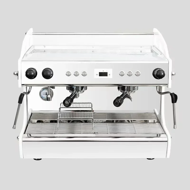 White semi-automatic double-head double steam outlet coffee machine Electronically controlled tall cup latte double-head