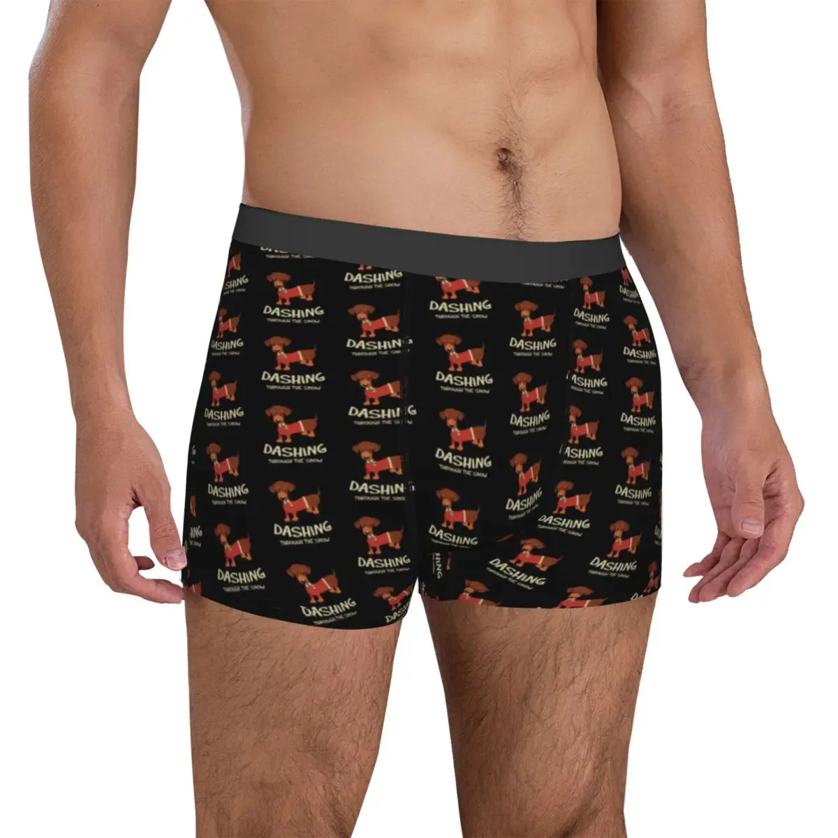 Snow Dachshund Underwear Dog Christmas Print Pouch Trenky Boxershorts Print Shorts Briefs Sexy Male Panties Big Size