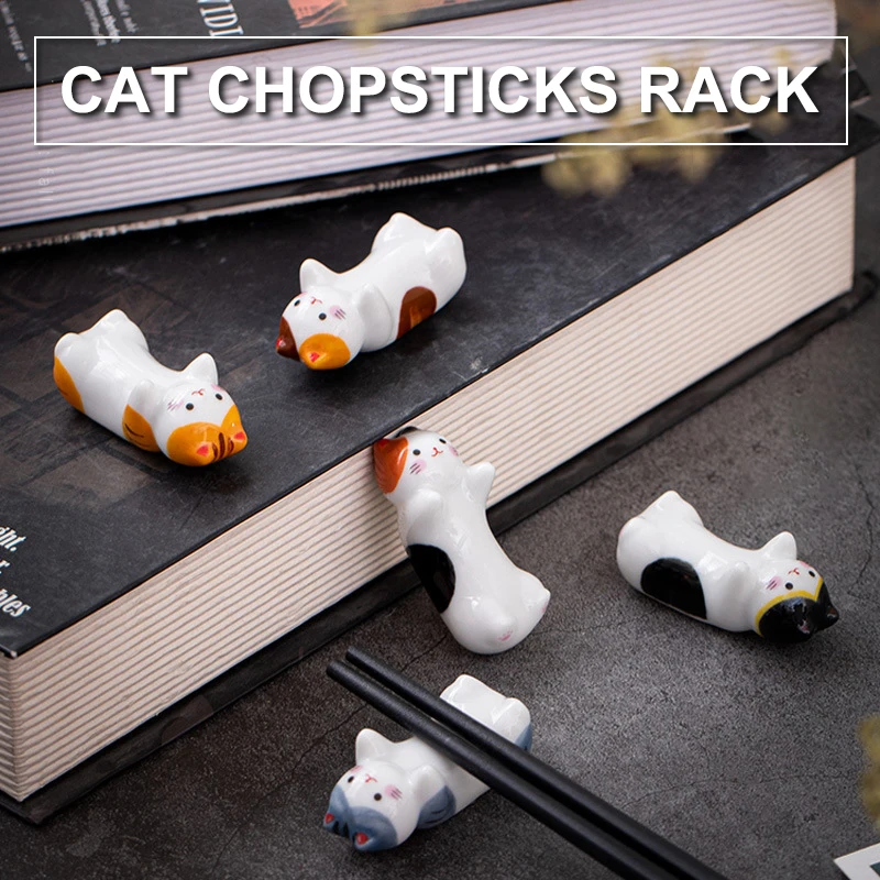 Cute Ceramic Japanese Groceries Crafts Kittens Ceramic Chopstick Racks Household Trinkets Kittens Rich Cat Lucky Cat-HMA5