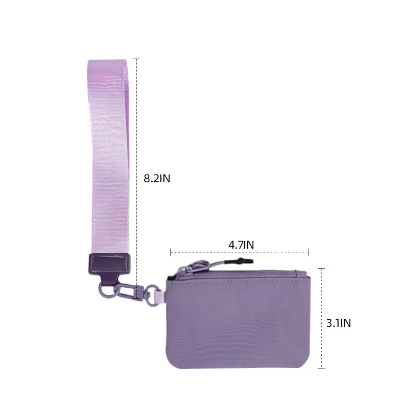 Mini Dual Pouch Wristlet Keychain Wallet Change Pocket Handbag Small Zipper Coin Purse Women Portable Detachable Key Card Holder