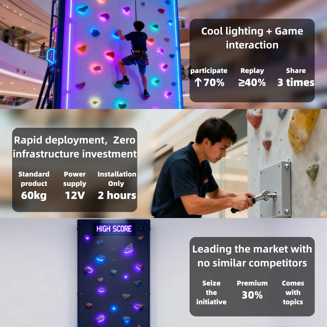 Rock Climbing Holds  Indoor Intelligent Interactive Rock Climbing Wall With Mounting Hardware Climbing Support