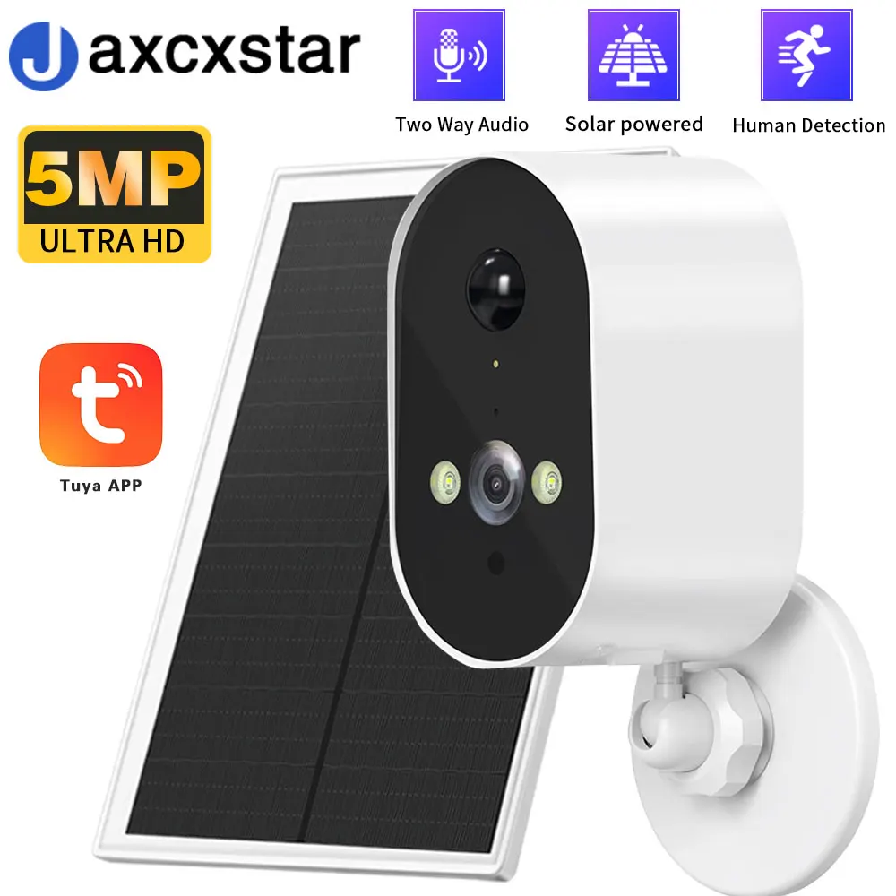 

5MP Tuya Outdoor Solar Camera Outdoor Safety Surveillance Two-way Voice PIR Detection and Monitoring Closed Circuit Wifi TV Came