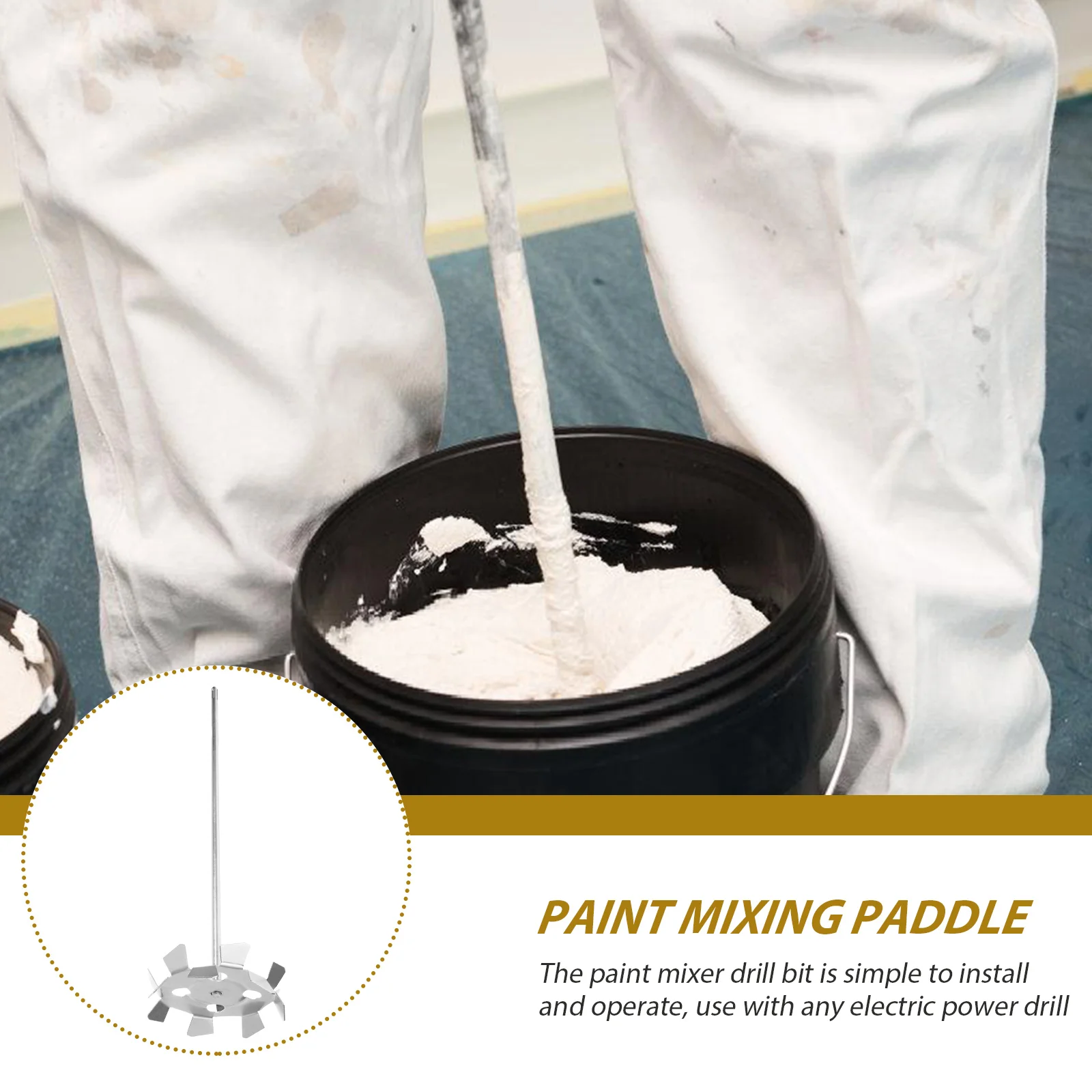 

Mixing Head for Electric Hammer Drill Attachment Paint Cement Mud Mixer Tool Sturdy Reusable Longtime Use Home Renovation