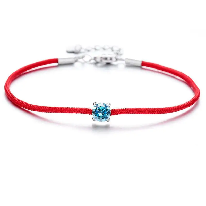 TY 0,5CT 925 Sterling Silber Moissanit Armband für Damen und Herren Glücksbringer Rotes Schnurarmband 12 Sternzeichen Armband Feiner Schmuck – Detail 8
