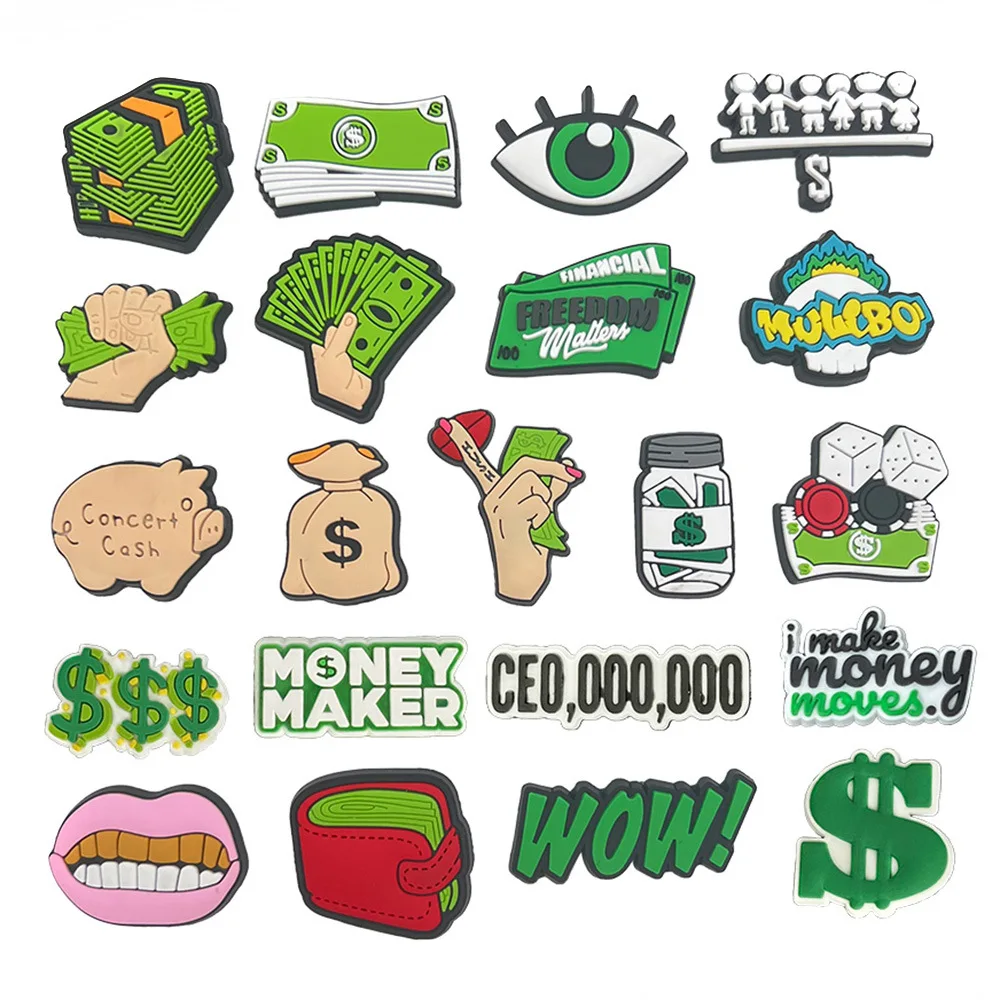 หัวเข็มขัดรองเท้าสำหรับเด็กและผู้ใหญ่21ชิ้น/เซ็ตดอลลาร์สเน่ห์รองเท้าแตะแบบมีฟองประดับ DIY อุปกรณ์เสริม