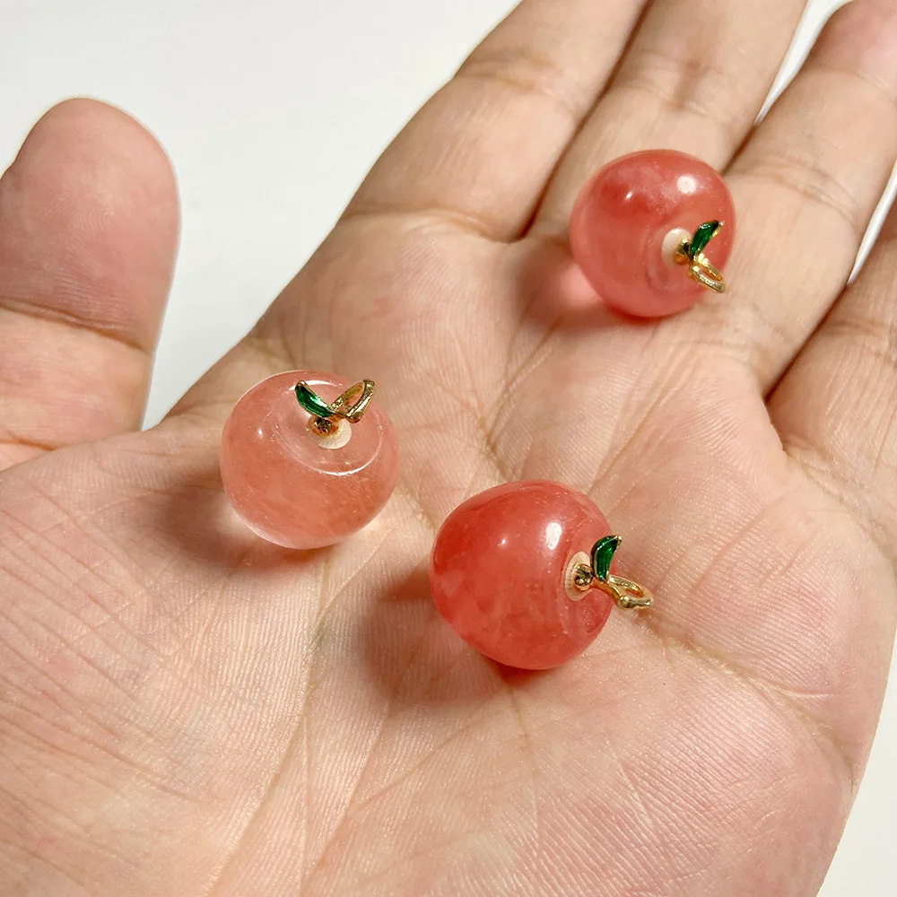Natural Stone Apple Shape Gems Pendants Opal Rose Quartzs Lapis Lazuli Pendant Healing Yoga Home Decoration Making DIY Jewelry