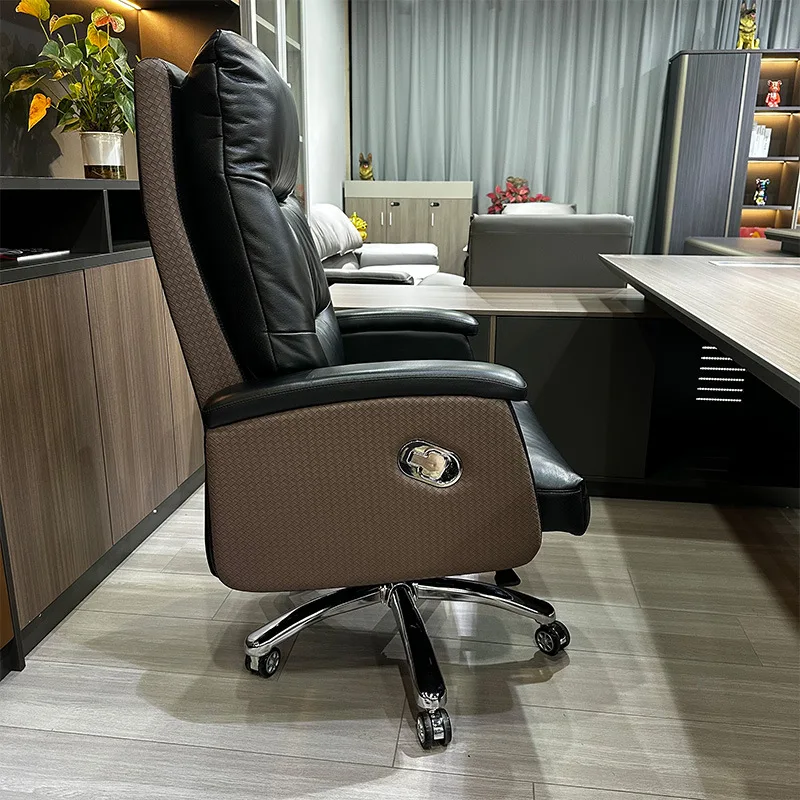 كرسي رئيس دوار للكمبيوتر المنزلي لاستراحة الغداء، كرسي مكتب كبير من الجلد مريح للأعمال #2