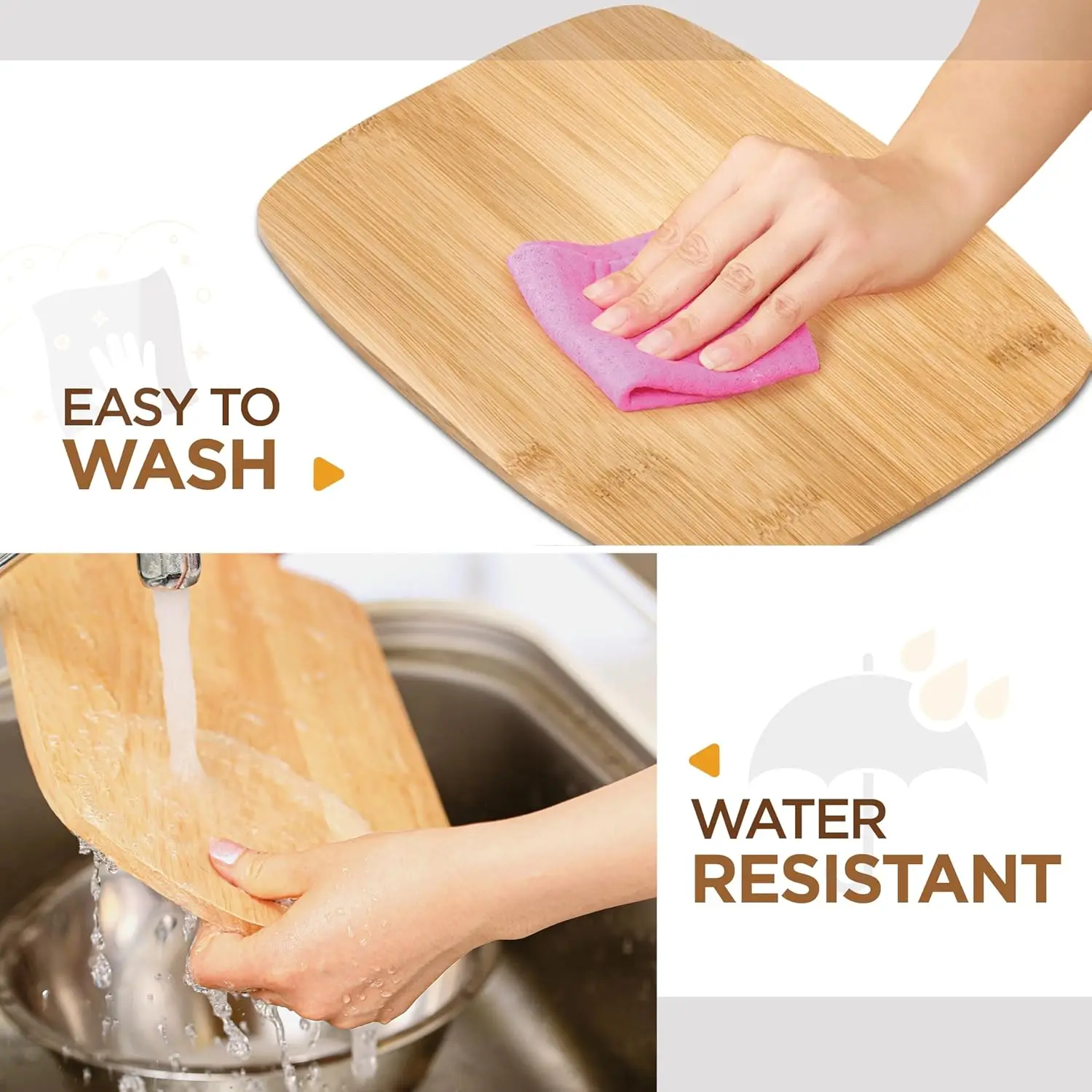 Ensemble de planches à découper en bambou, planche à découper en bois Double face 3 pièces pour la cuisine, la préparation et le service des repas