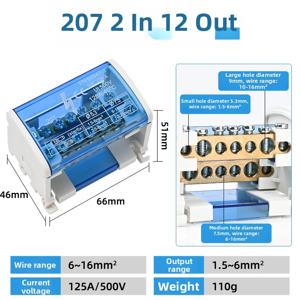 Connector Wire Connector 207 211 215 407 411 415 DIN-rail Junction Nickel-plated Brass Polycarbonate Housing Secure Installation