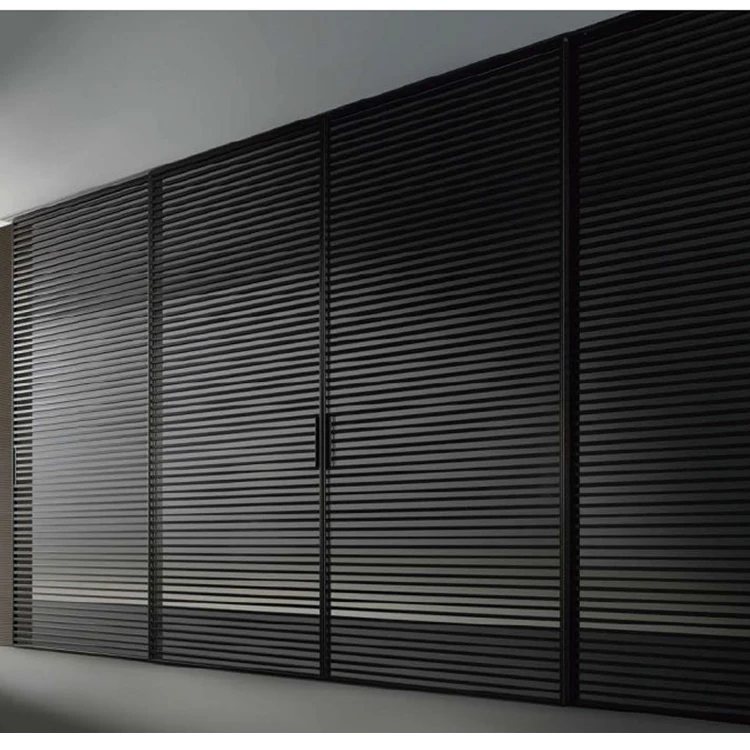 HDSAFE Commercial Decorative Black French Sliding Doors Living Room Partition Interior Room Divider Tempered Glass Door Aluminum