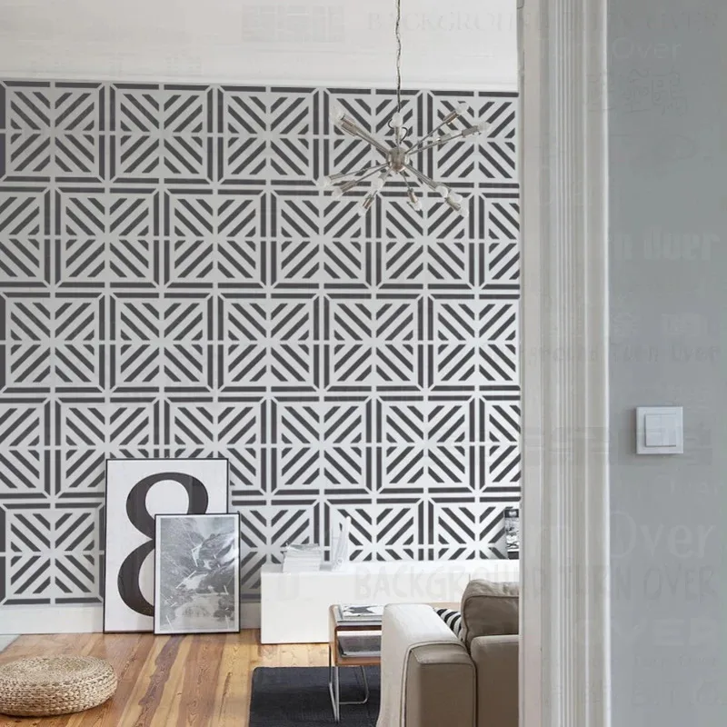 

Модный геометрический настенный трафарет для рисования DIY Декор Шпатель Шаблон для изготовления мебели Декоративная большая краска