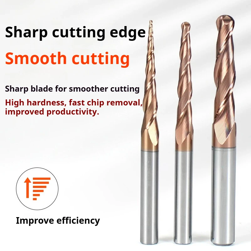 Wood Milling Solid Carbide Tapered Ball Nose End Mill Tapered Ball Nose Spiral Engraving Router Bits CNC Carving Bit Woodworking