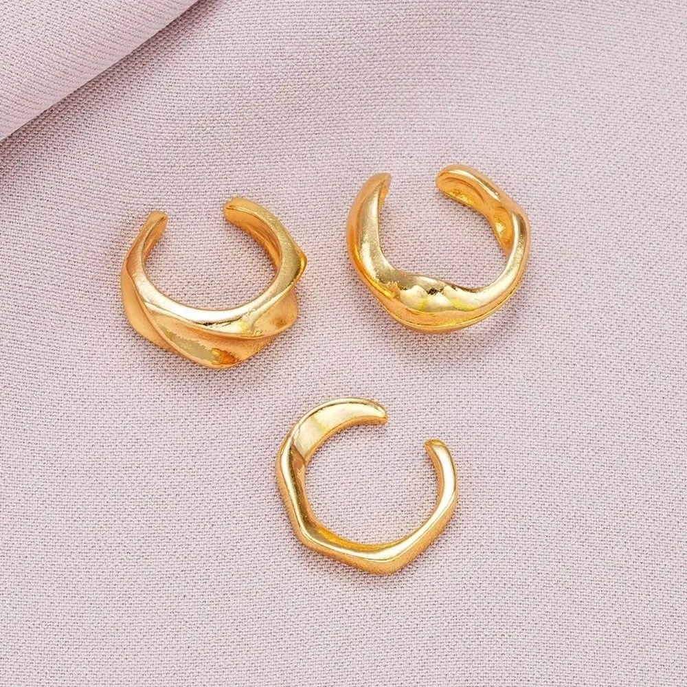 3pcs Set Irregular Molten Ear Cuff Set Fake Piercing Alloy Helix Cartilage Clip Gold Liquid Metal Women Earrings