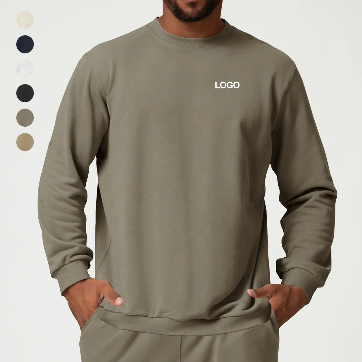 

Men's Cotton Polyester Blend Long-Sleeve Sweatshirt Hooded Crewneck Pullover Solid Pattern XL Size Casual Workout Sweater Top