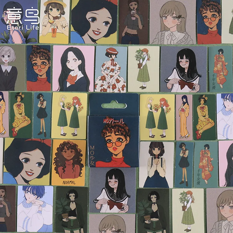 46 Pcs Japanese Girl Diy Cartoon Decorative Sticker Tape Kids Craft Scrapbooking Sticker Set For Diary Book Phone Photo Album