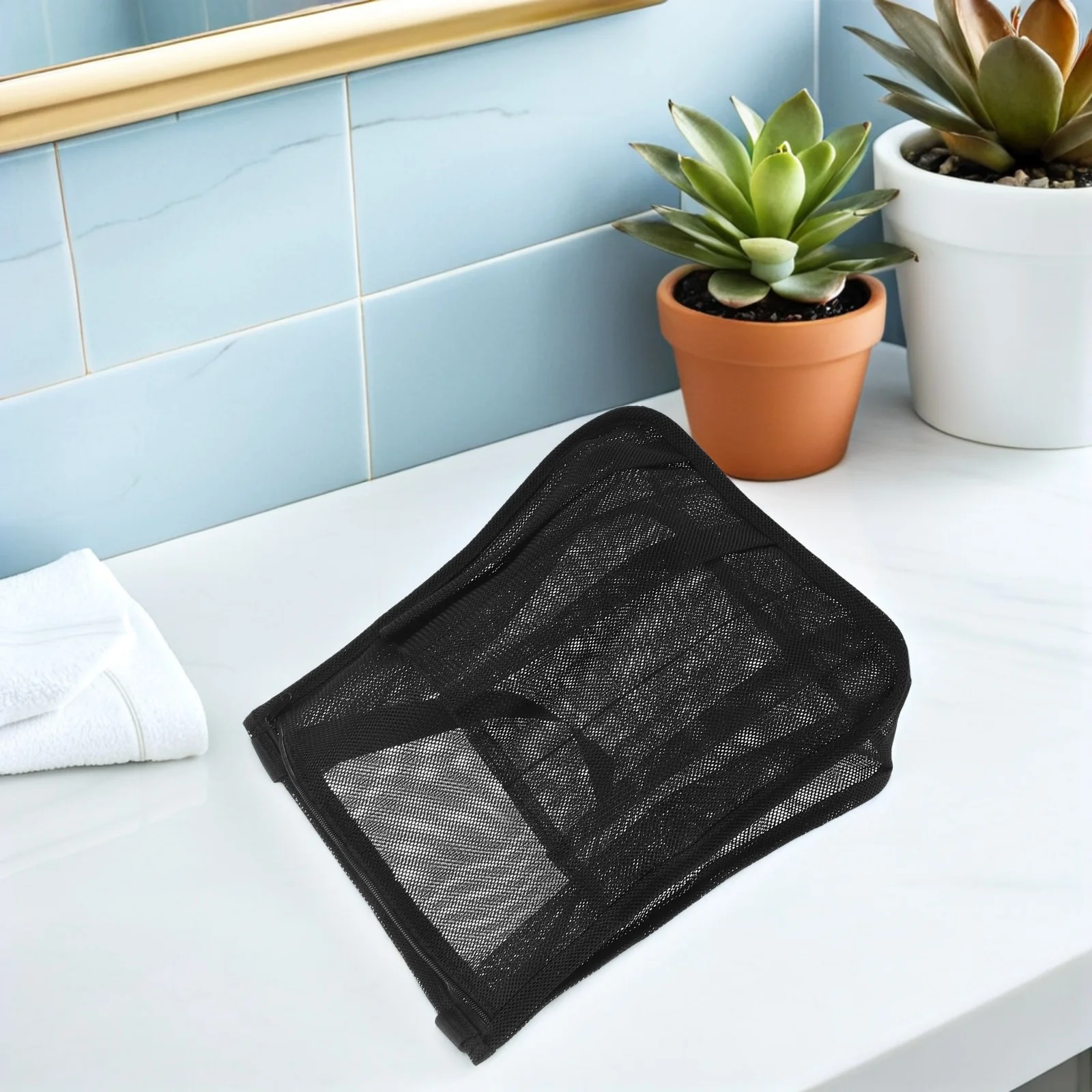 Mesh Shower Caddy Bag Quick Dry Portable Organizer For Gym Beach Travel Dorm Room Use With Compartments Hanging Hook Storage