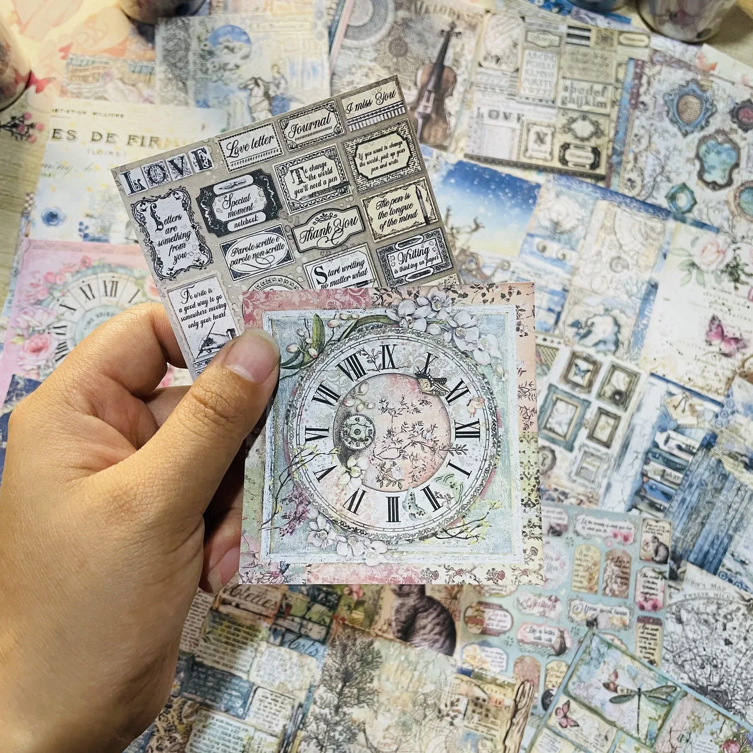 【 100 non repeating 】 Retro notebook material paper, non sticky background paper, Instagram style sticky notes, 50 base papers