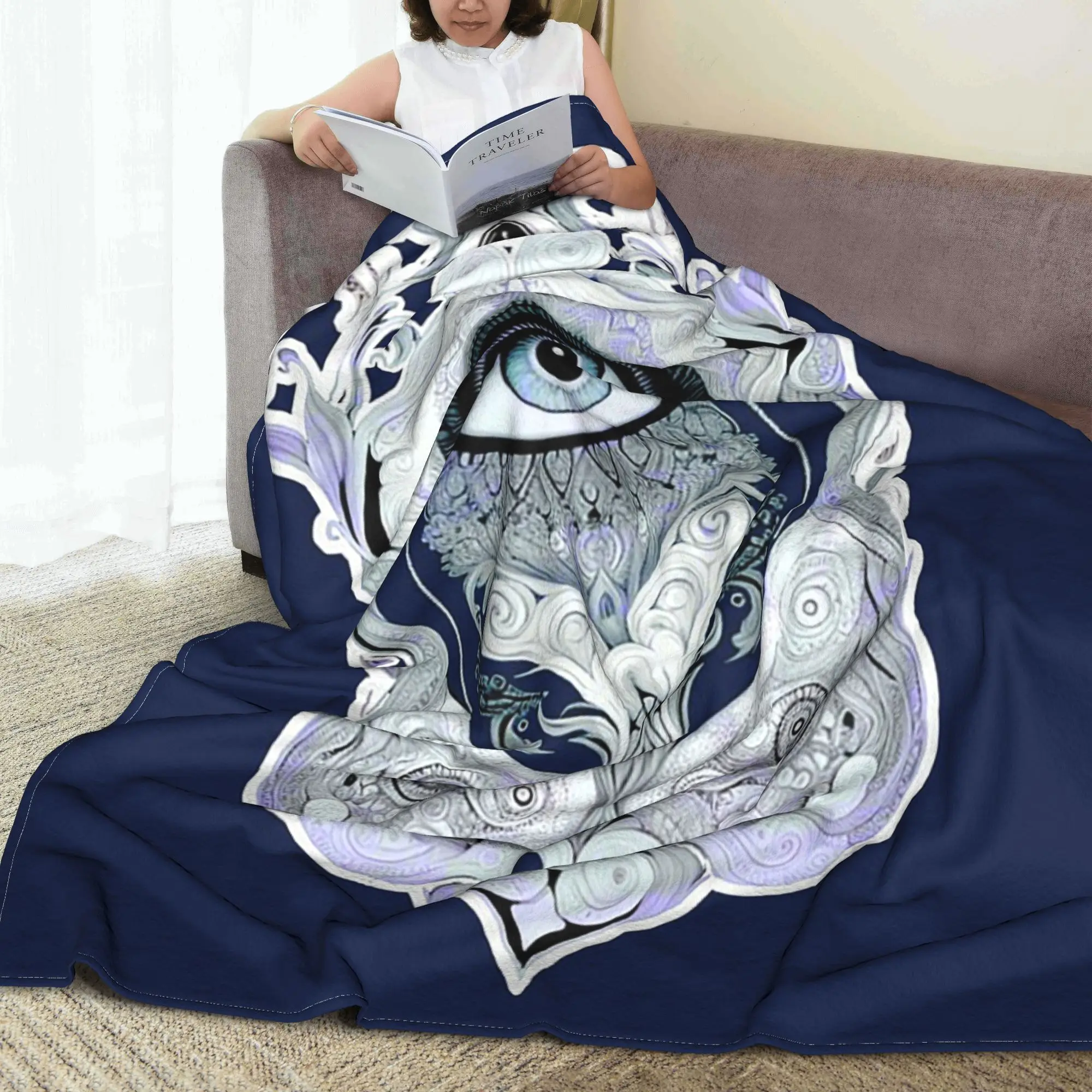 Psychedelic Eye Blanket Multi-function Fleece Sofa Throw Blanket for Home Bedroom Office Throws Bedspread Quilt