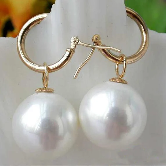 

Favorite Pearl Jewelry,Huge 16mm White South Sea Shell Pearl Dangle Earring,Charming Wedding Birthday Party Lady Gift