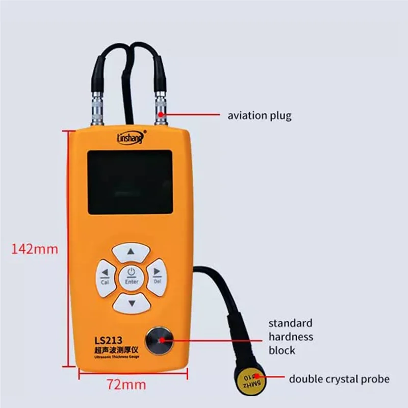 Linshang LS213 Ultrasonic Thickness Gauge Meter Tester Range 0.8-350mm Measurement Tool for Pipe Wall Metal Steel