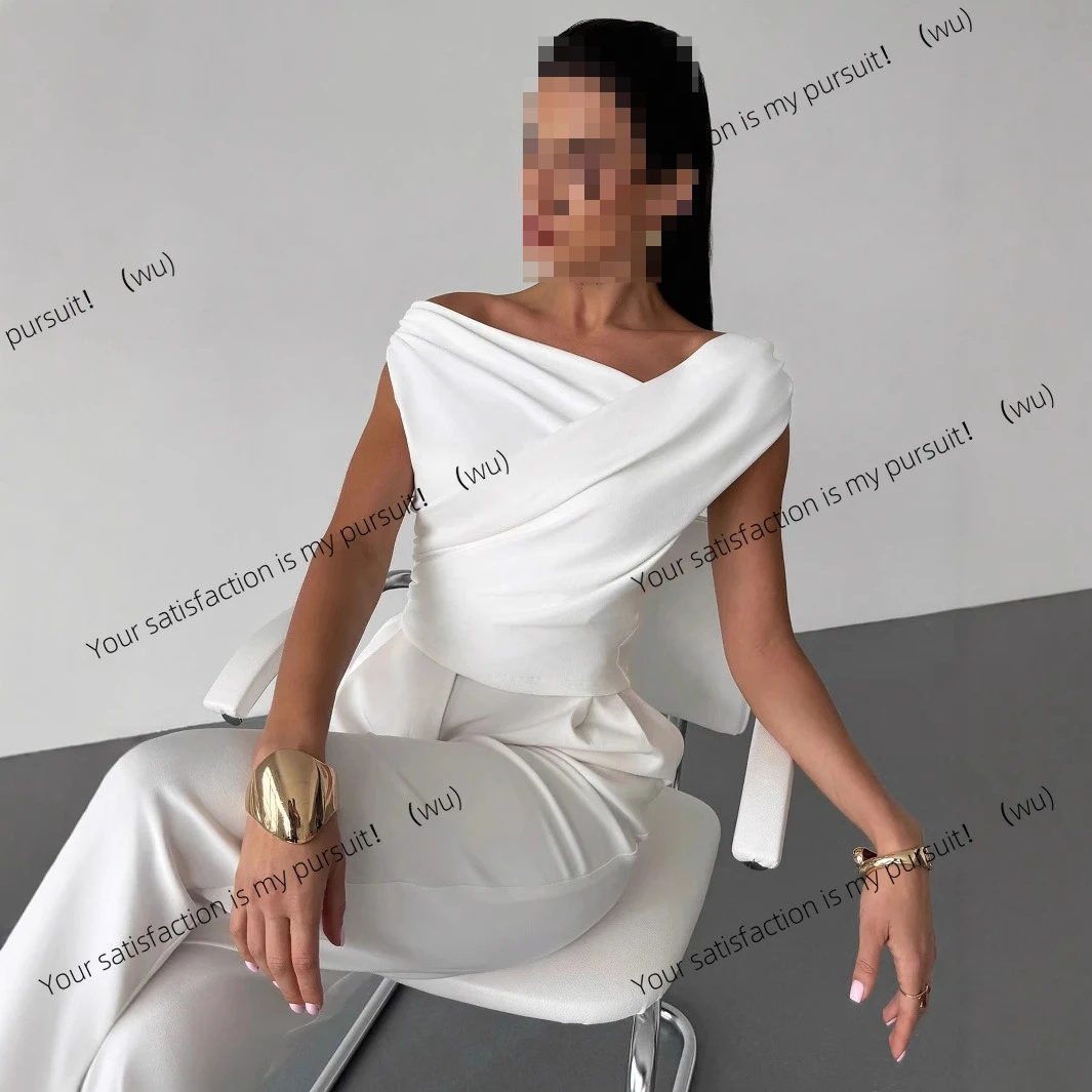 Solid color sleeveless T-shirt women's simple wind slanted shoulders slim and thin sleeveless short top