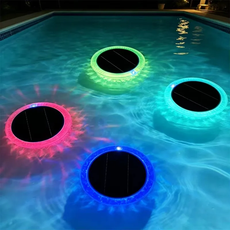 

Solar pool ionizer with LED water wave effect