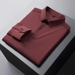 メンズ長袖シャツ,ラージサイズ,伸縮性,アイスシルク,無地,春,秋,12x l,11xl,10xl,9xl,8xl,7xl