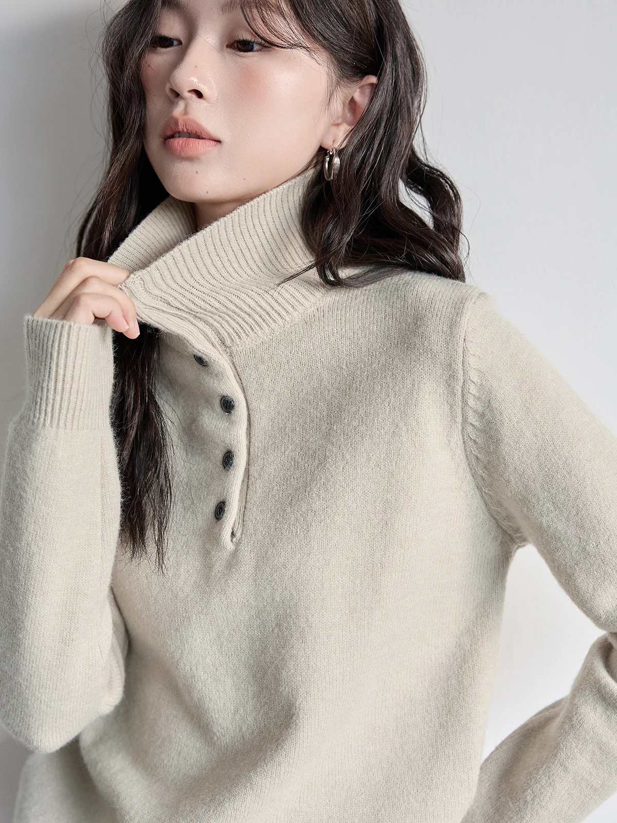 

Ele High Ne Knitted Sweater Women's Winter Faionable Versatile Crew Ne Pullover Top Commute Sle Pure Color Knitwear