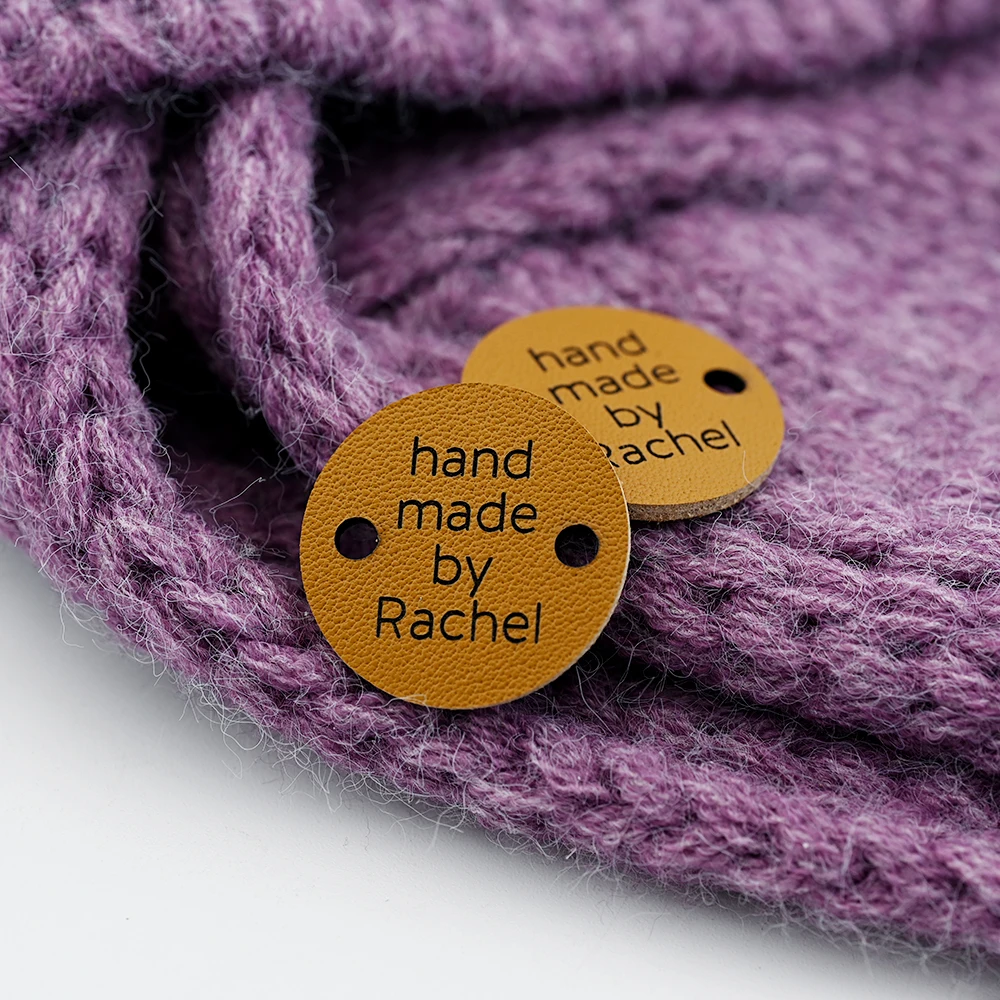 

Custom Round Leather Tags 25mm Laser Engraved Personalized Logo for DIY Crafts Clothing Bags Hats Eco-Friendly 1mm Pre-Punched