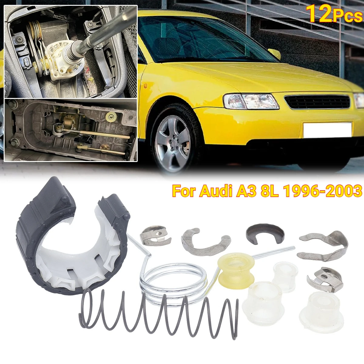 12Pcs Manual Car Shift Lever Bearing Shell Gearstick Rod Pivot Bushing Spring Repair Kit For Audi A3 8L 1996 - 2003 Replacement